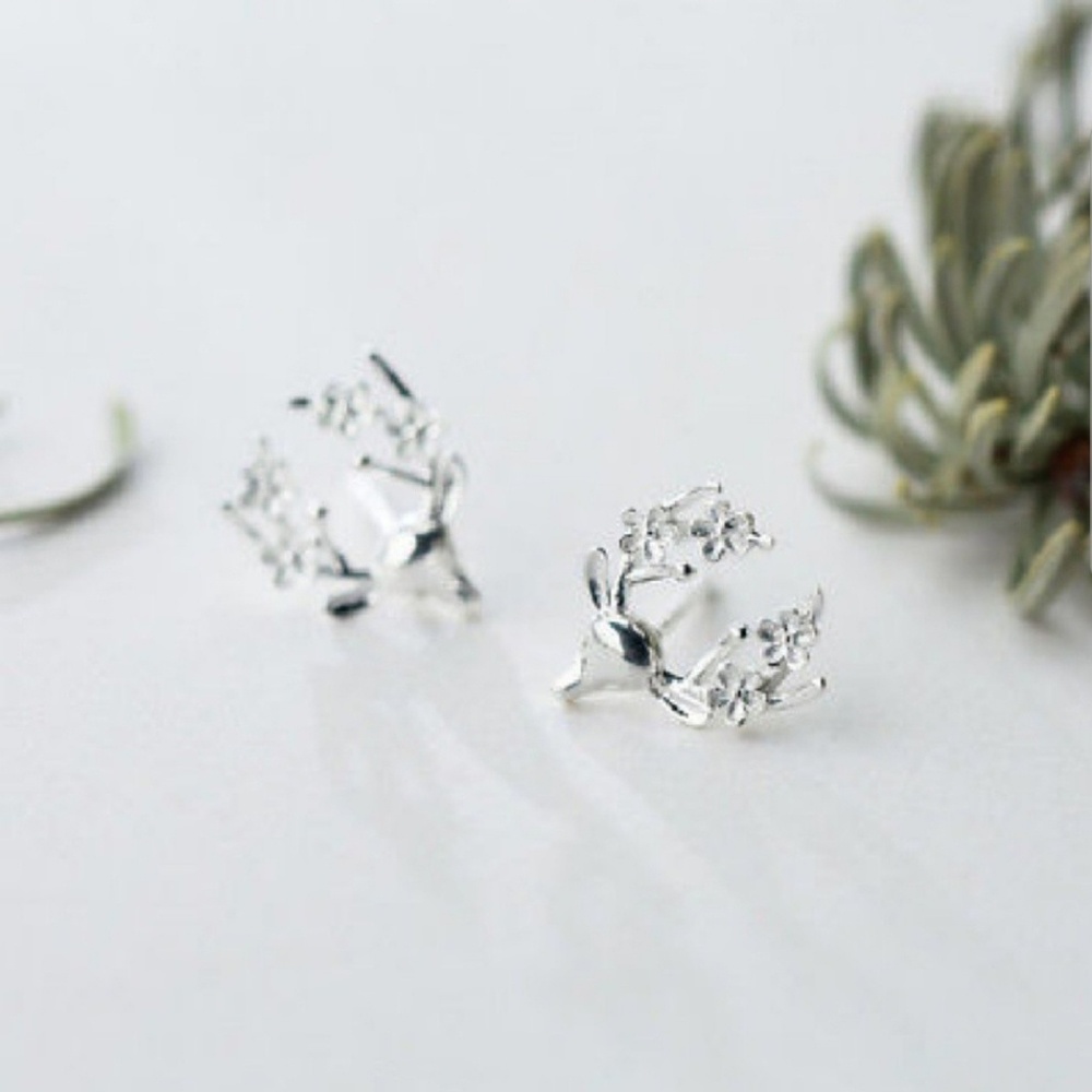 Sterling Silver Deer Earrings - Picture 4 of 4